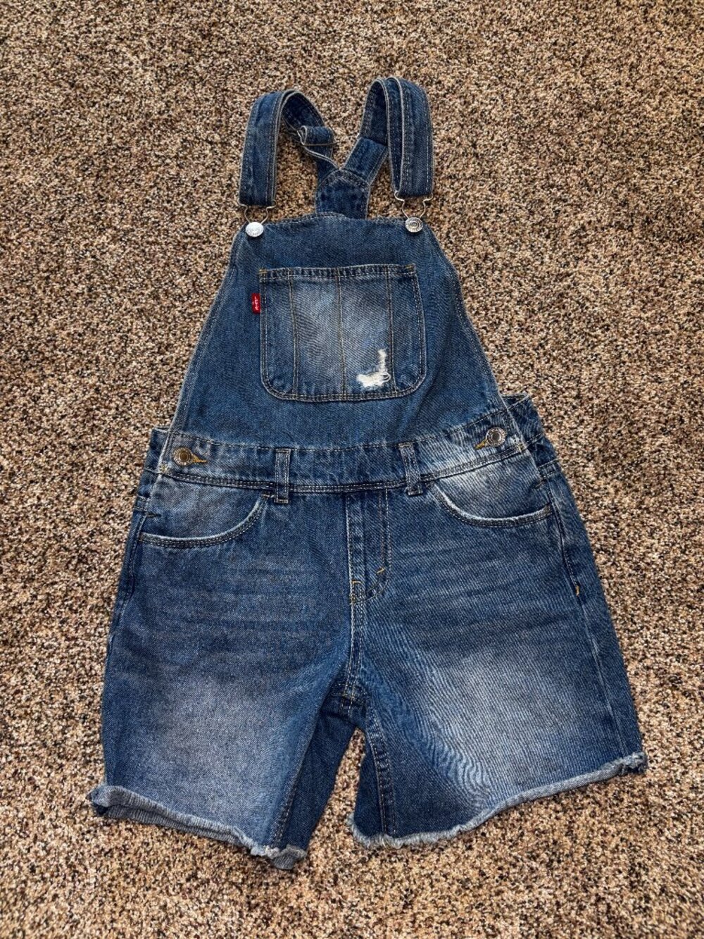 Levi’s Girls Size 10 Reg Denim Short Overalls Denim Jean Youth Shortalls EUC